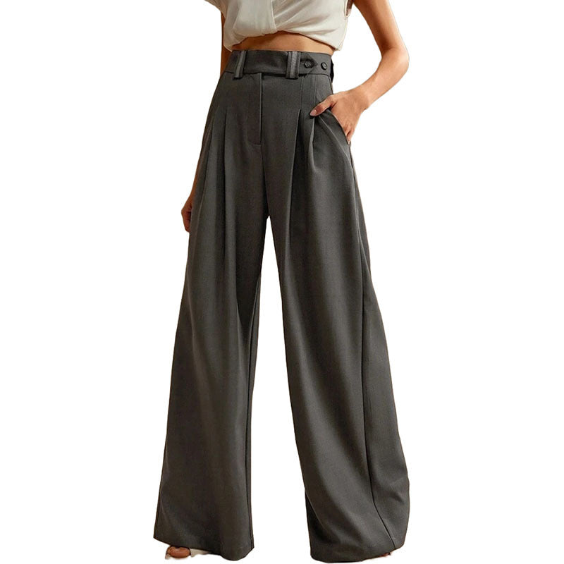 High Waist Draped Wide-Leg Trousers