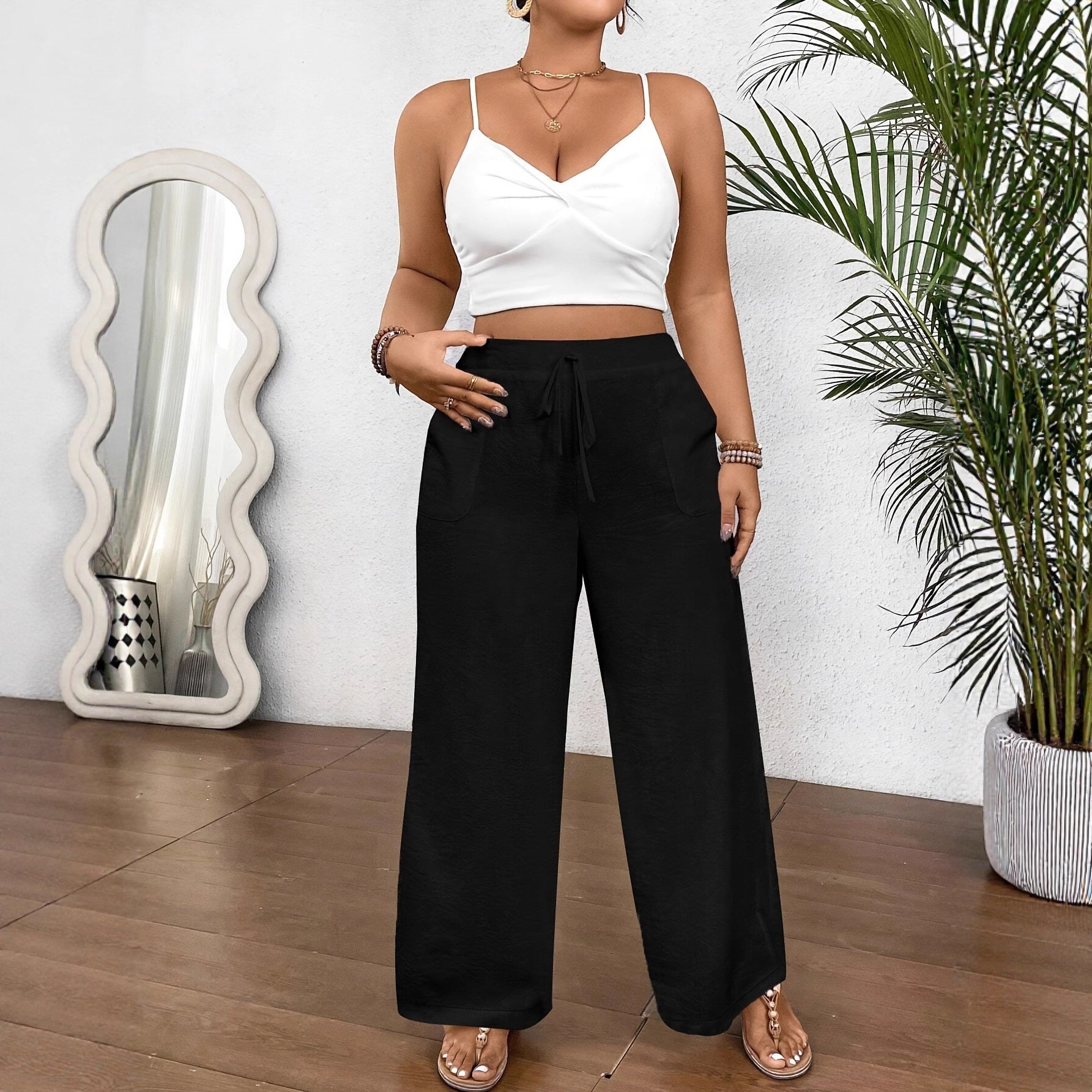 Elegant Lace Detail Trousers