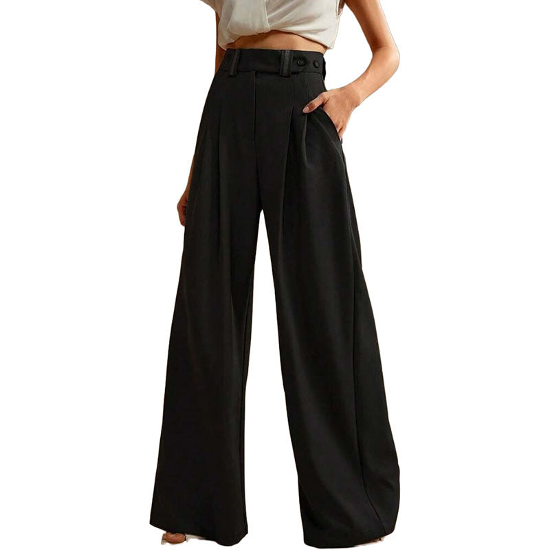 High Waist Draped Wide-Leg Trousers