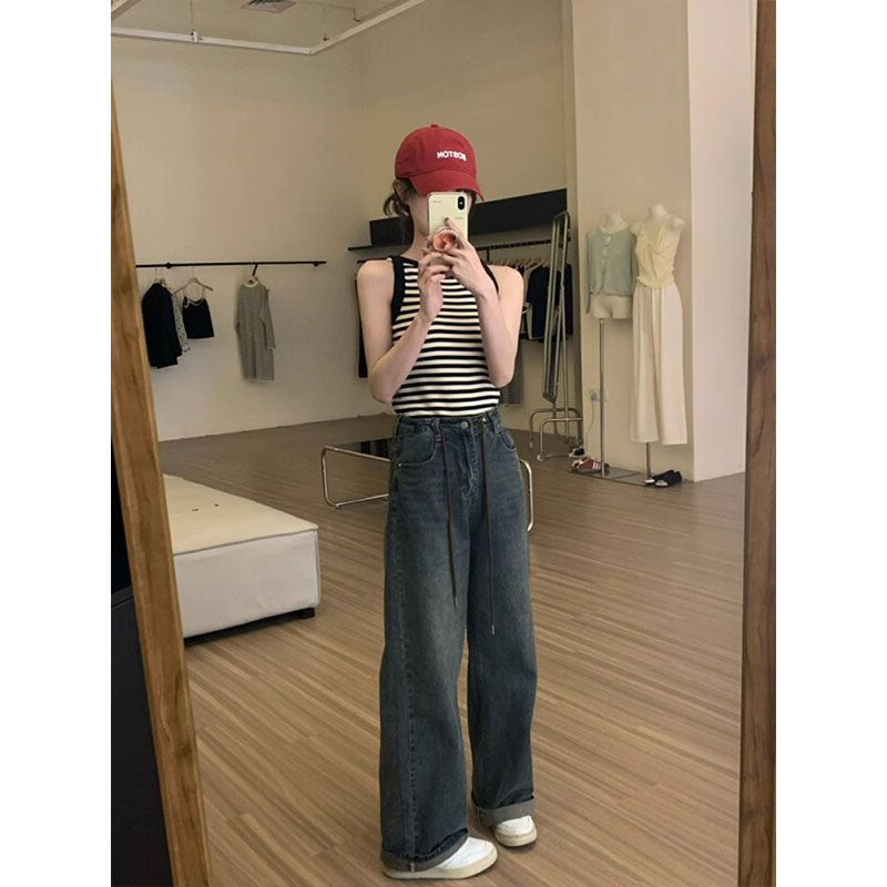 Striped Knitted Small Tank Top Vest For Women